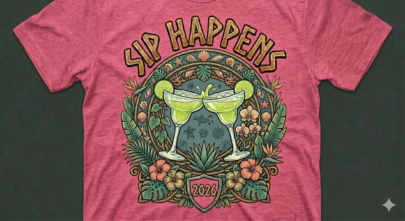 Island Vibes Margarita T-Shirt | Sip Happens 2026 Collector’s Series | Tropical Beach Apparel